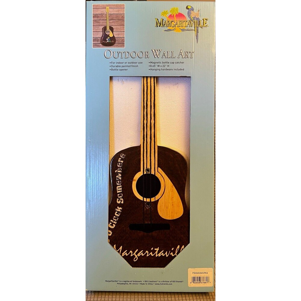 Margaritaville Guitar Outdoor Wall Art Bottle Opener It’s 5 O’Clock Somewhere